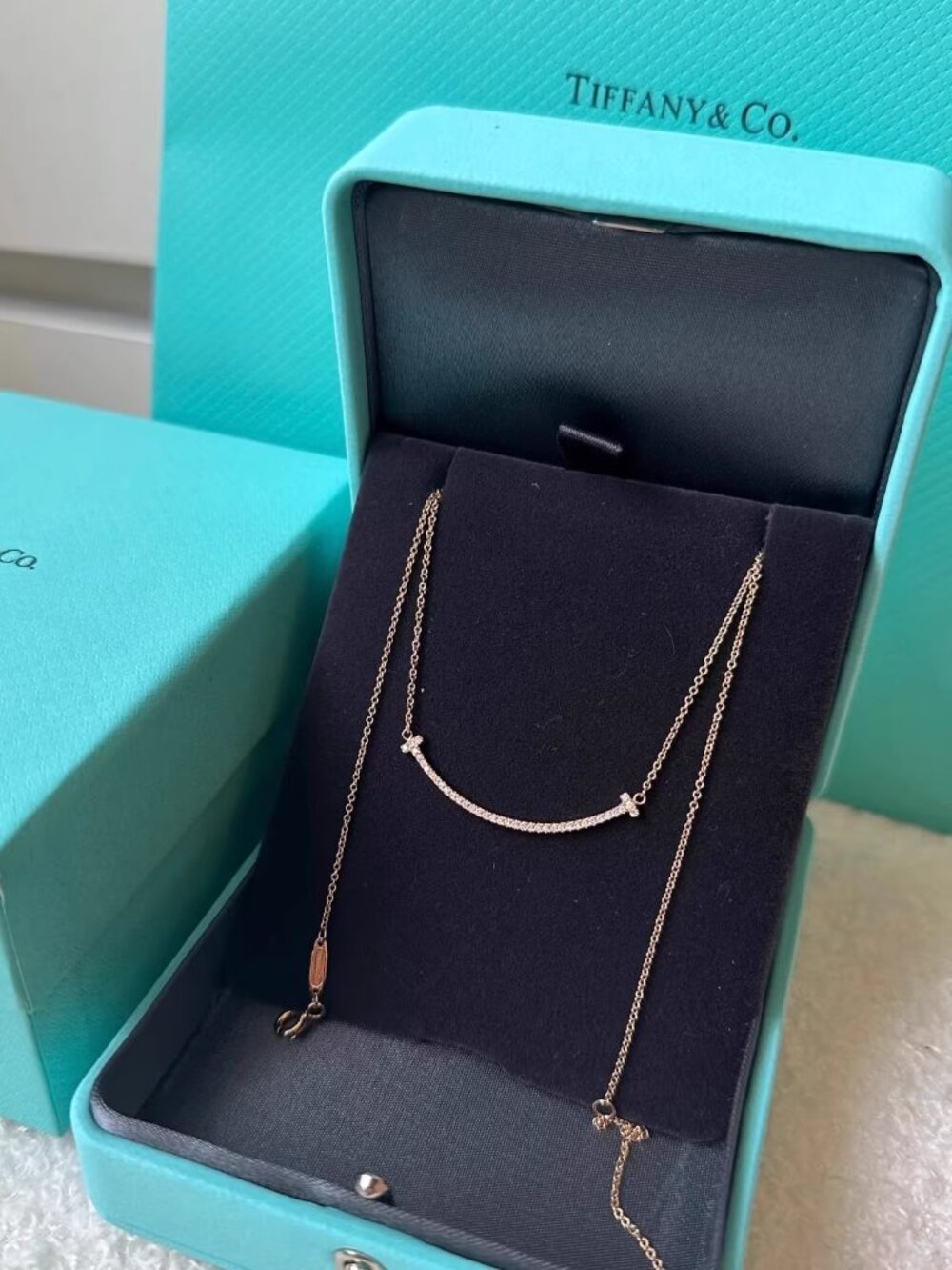 Tiffany & Co. Gold Pavé Smile Necklace